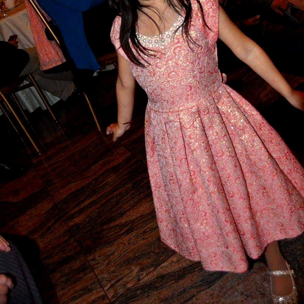 Bonnie Jean pink pearly bead embellished Dress size 6